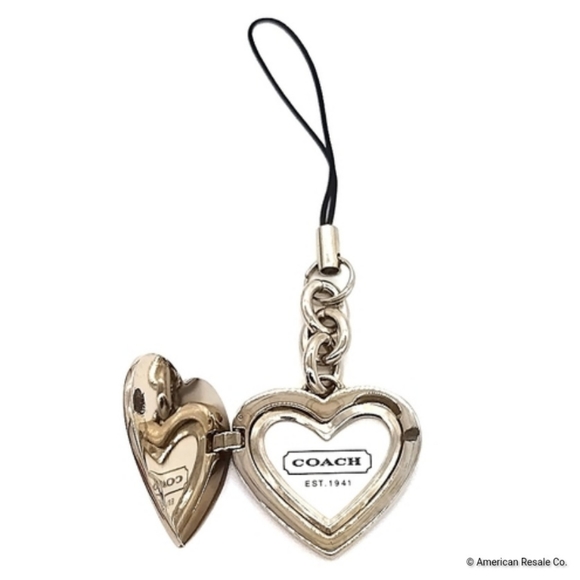 COACH Vintage Rogue Pink Heart Locket Lanyard Purse Charm Keychain Fob #1657 - Picture 4 of 7